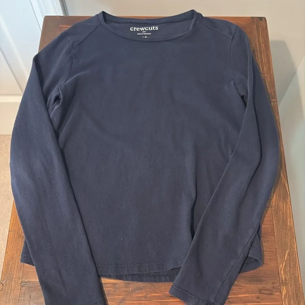 J Crew Crewcuts Girls Long Sleeve Navy Tee Shirt Size 10 - Picture 2 of 7